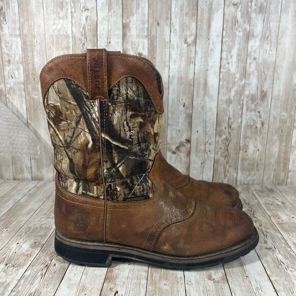 Justin stampede camo waterproof boots‎ Mens 13 - Picture 1 of 8